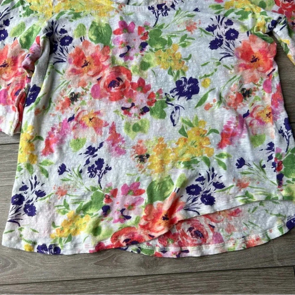 Ralph Lauren Pure Linen Floral Print Short Sleeve Blouse - Picture 8 of 14
